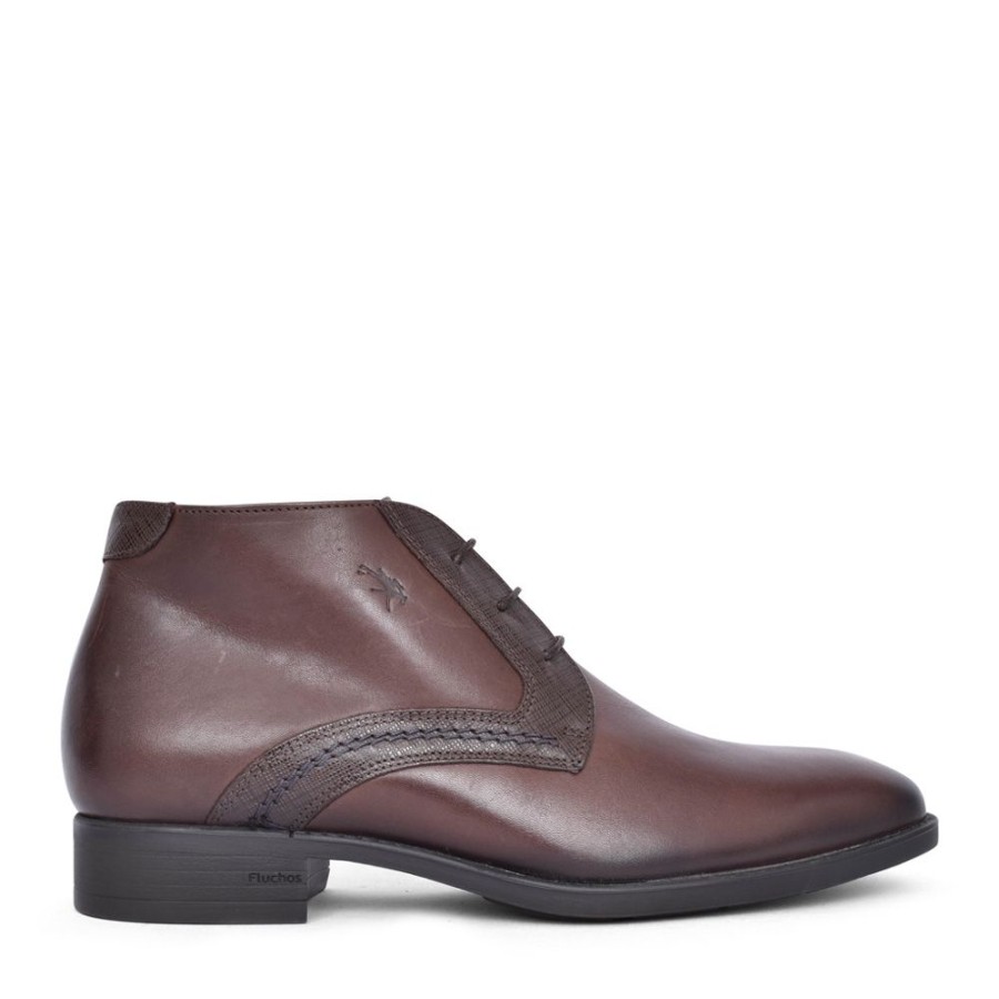 Mens FLUCHOS | F1054 Luke Laced Boot In Dark Brown