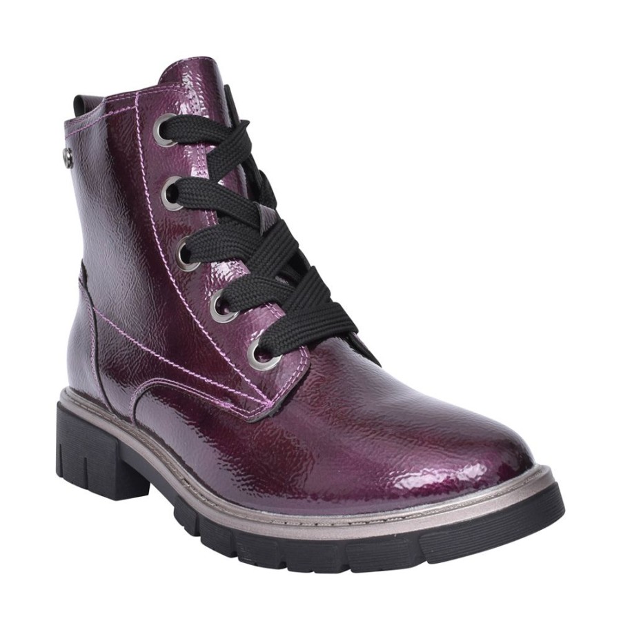 Ladies LOTUS | Ladies Jojo Uld350 Laced Ankle Boot In Purple Pat