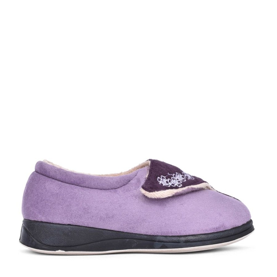 Ladies PADDERS | Ladies 424N Hug Wide Fit Slipper In Purple