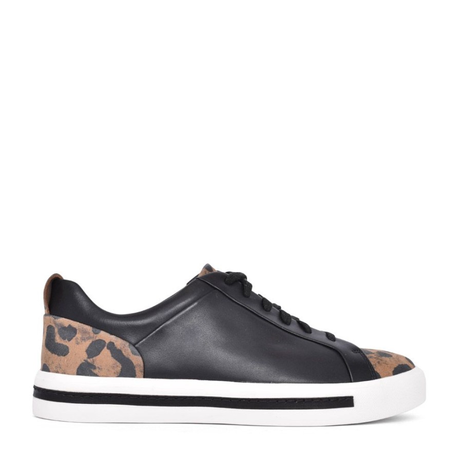 Ladies CLARKS | Ladies Un Maui Lace Combi D-Fit Laced Trainer In Leopard