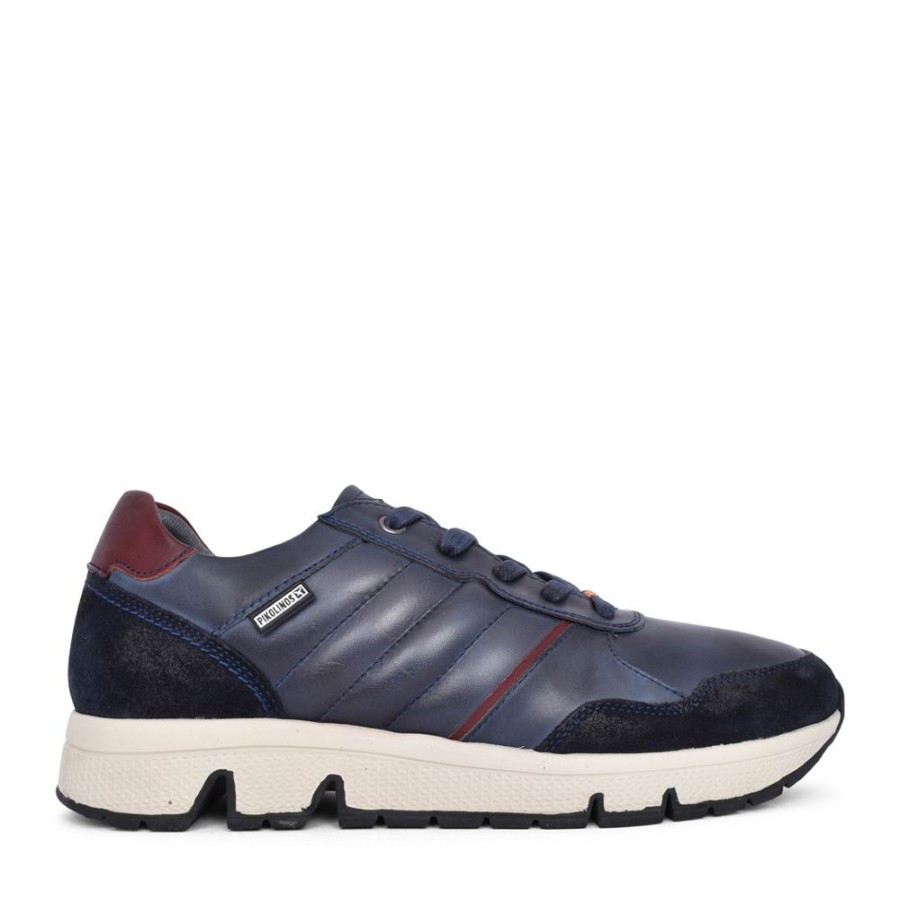 Mens PIKOLINOS | Mens Ferrol Leather Trainer In Navy