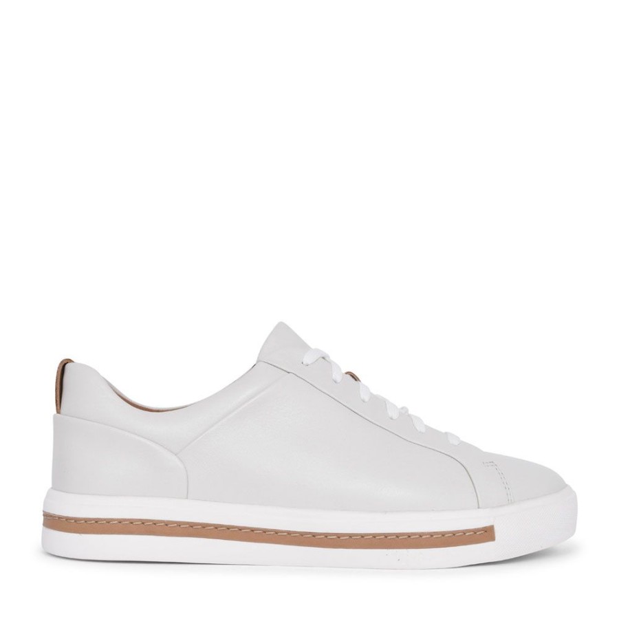 Ladies CLARKS | Un Maui Lace Leather D Fit Laced Trainer For Ladies In White