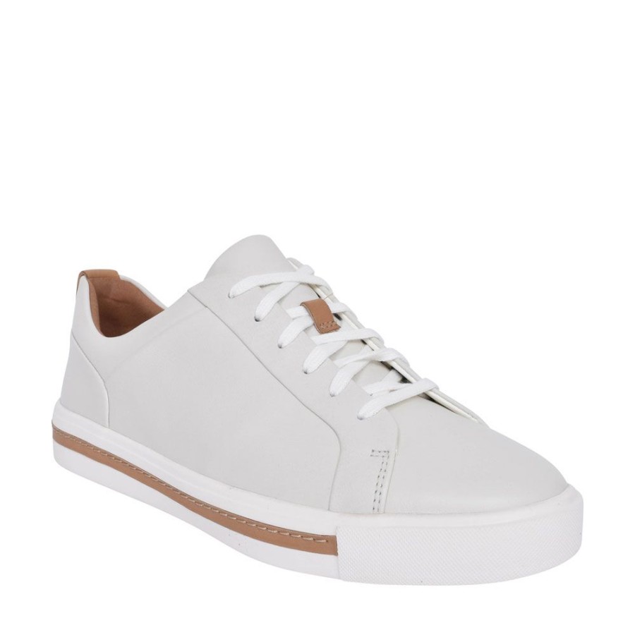 Ladies CLARKS | Un Maui Lace Leather D Fit Laced Trainer For Ladies In White