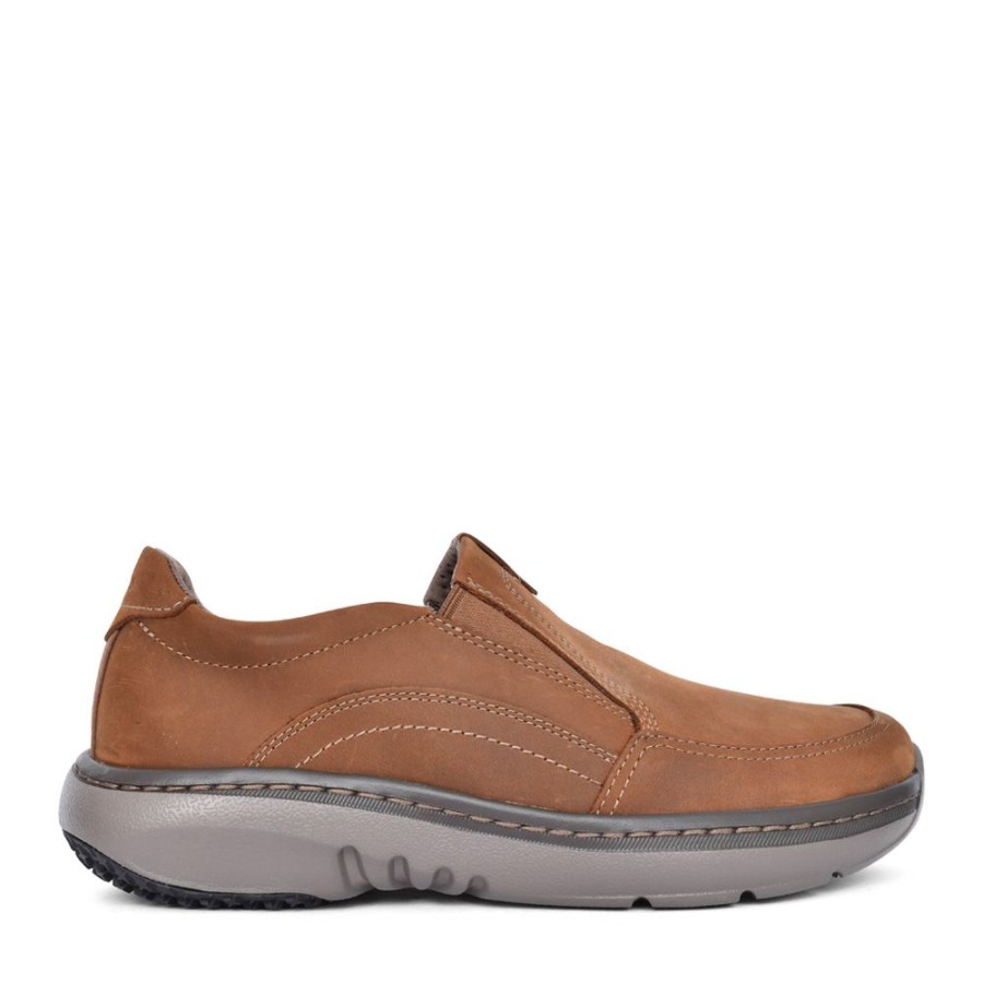 Mens CLARKS | Mens Clarks Pro Step Beeswax Leather G-Fit Slip-On Shoe In Brown