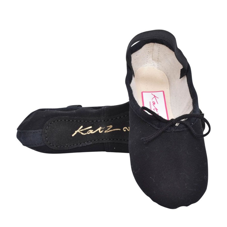 Girls KATZ | Full Sole Ballet Pump In Black Canvas For Girls In Black