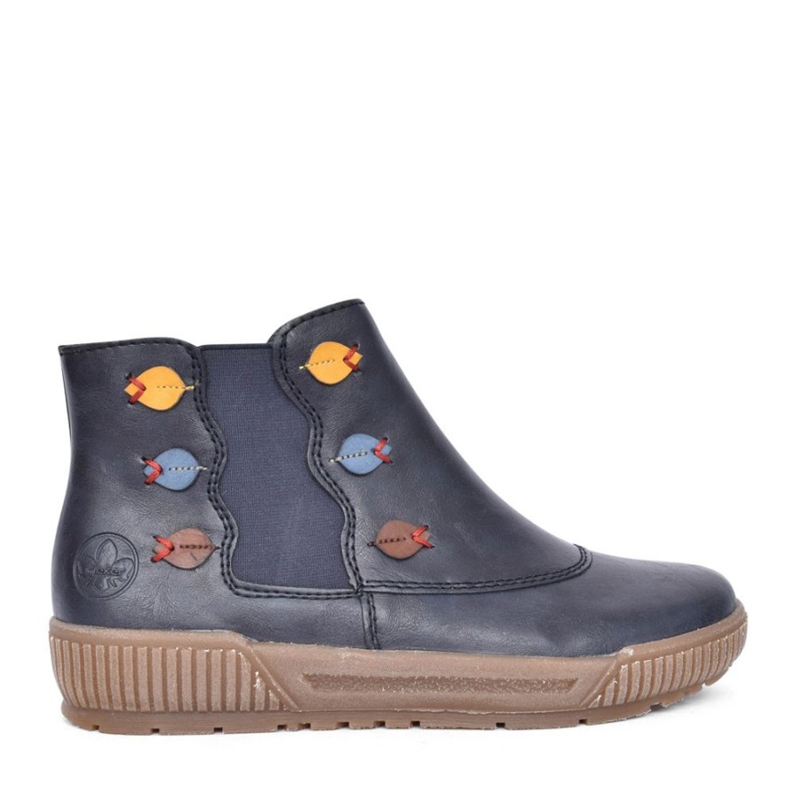 Ladies RIEKER | Ladies N0751 Ankle Boot In Navy