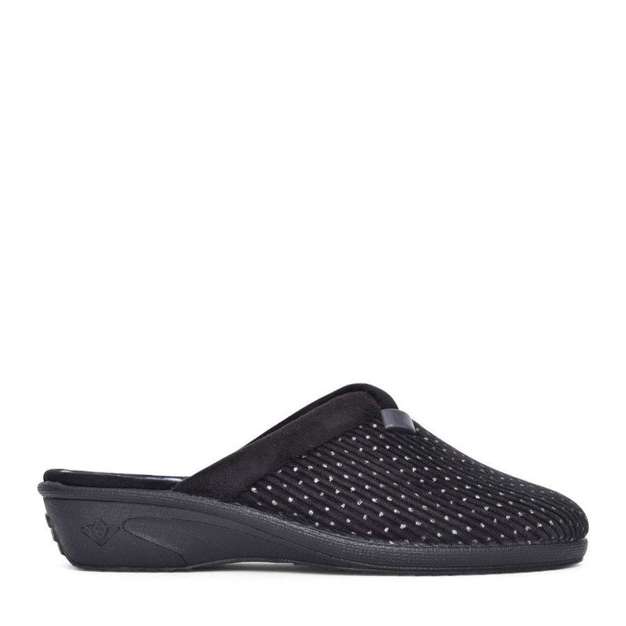 Ladies LUNAR | Ladies Nora Kla156 Wedge Mule Slipper In Black