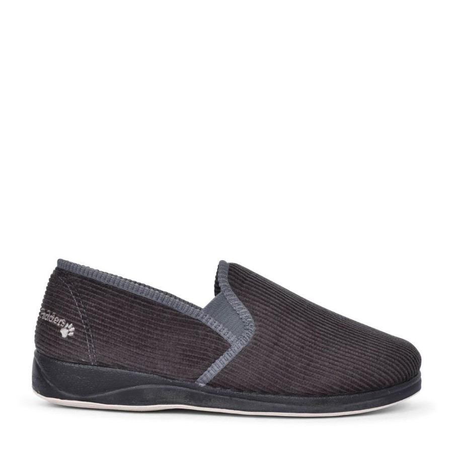 Mens PADDERS | Albert Cord Slipper For Men In Grey