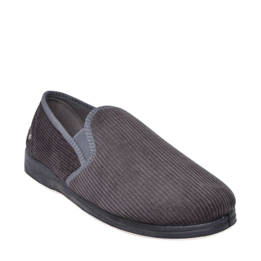 Mens PADDERS | Albert Cord Slipper For Men In Grey