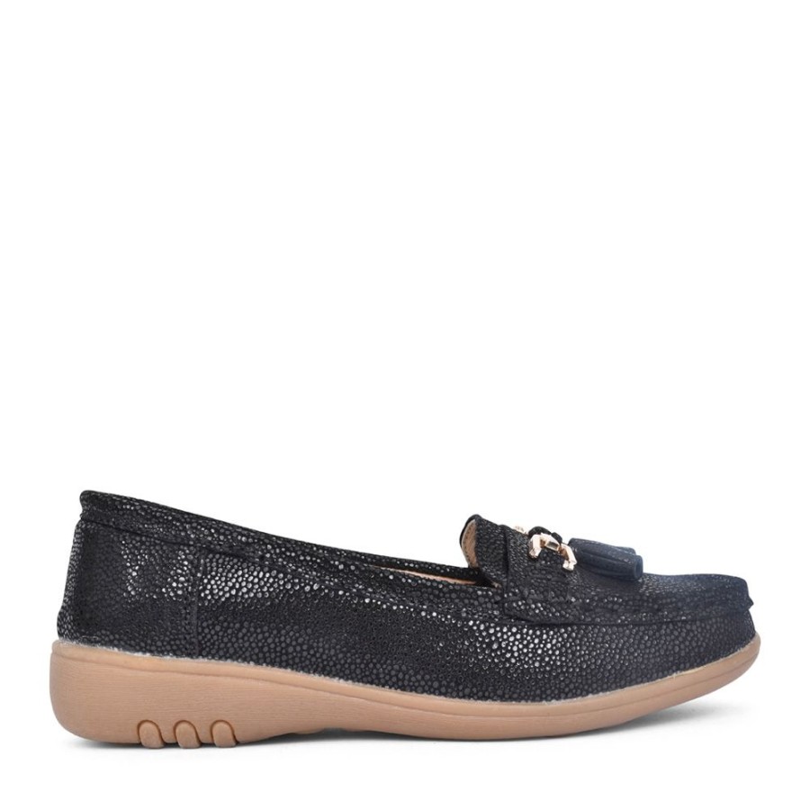 Ladies JO & JOE | Ladies Tahiti Wide Fitting Slip-On Shoe In Black