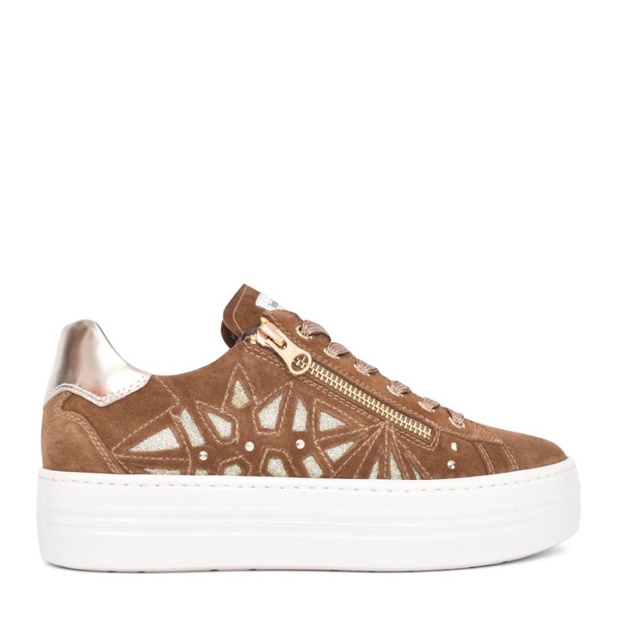 Ladies NEROGIARDINI | Ladies I308411D Laced Trainer In Brown