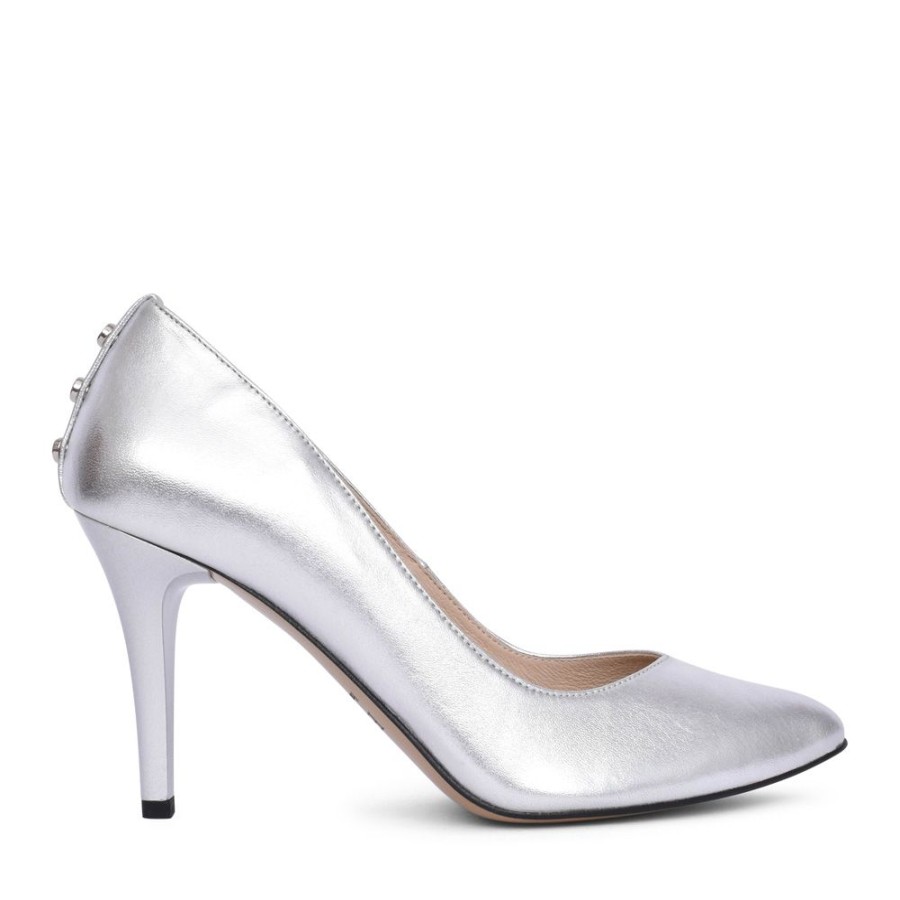 Ladies EMIS | Ladies 8027 High Heel Court Shoe In Silver