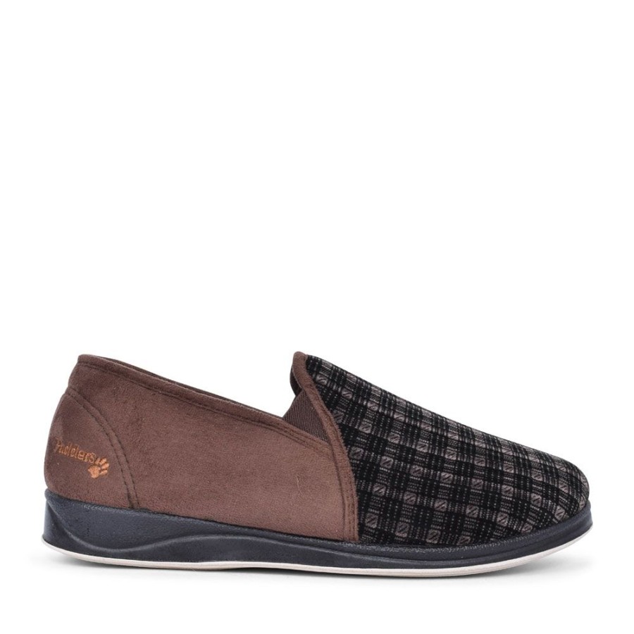 Mens PADDERS | Albert Checked Slipper For Men In Brown