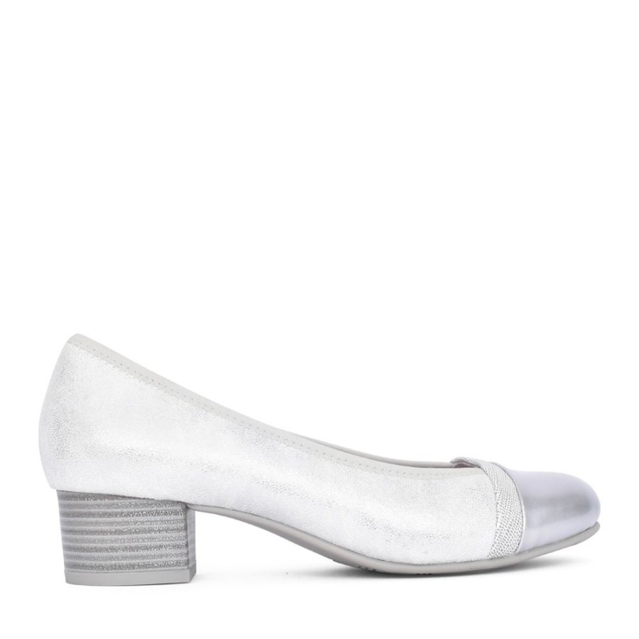 Ladies JANA | Ladies 8-22366 Court Heel In Silver