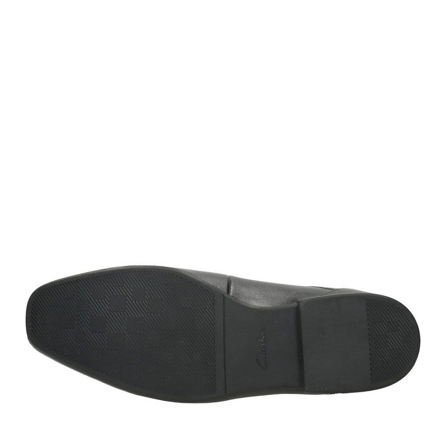 Mens CLARKS | Glement Lace Leather Shoe In Blk Leather