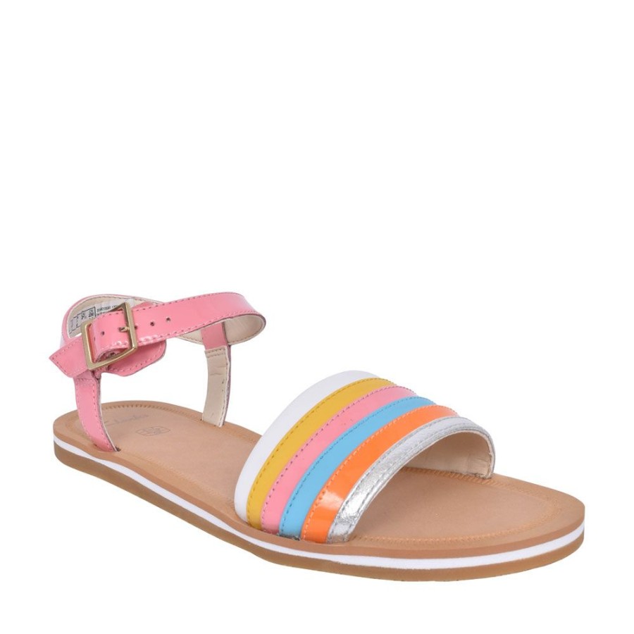 Girls CLARKS | Finch Stride Multicolour Leather Sandal For Girls In Kids F Fit