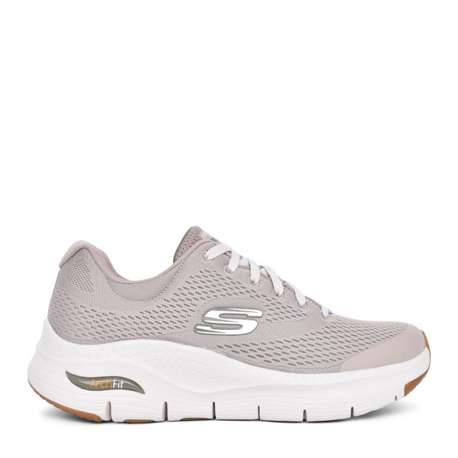 Mens SKECHERS | Mens 232040 Arch Fit Laced Trainer In Taupe