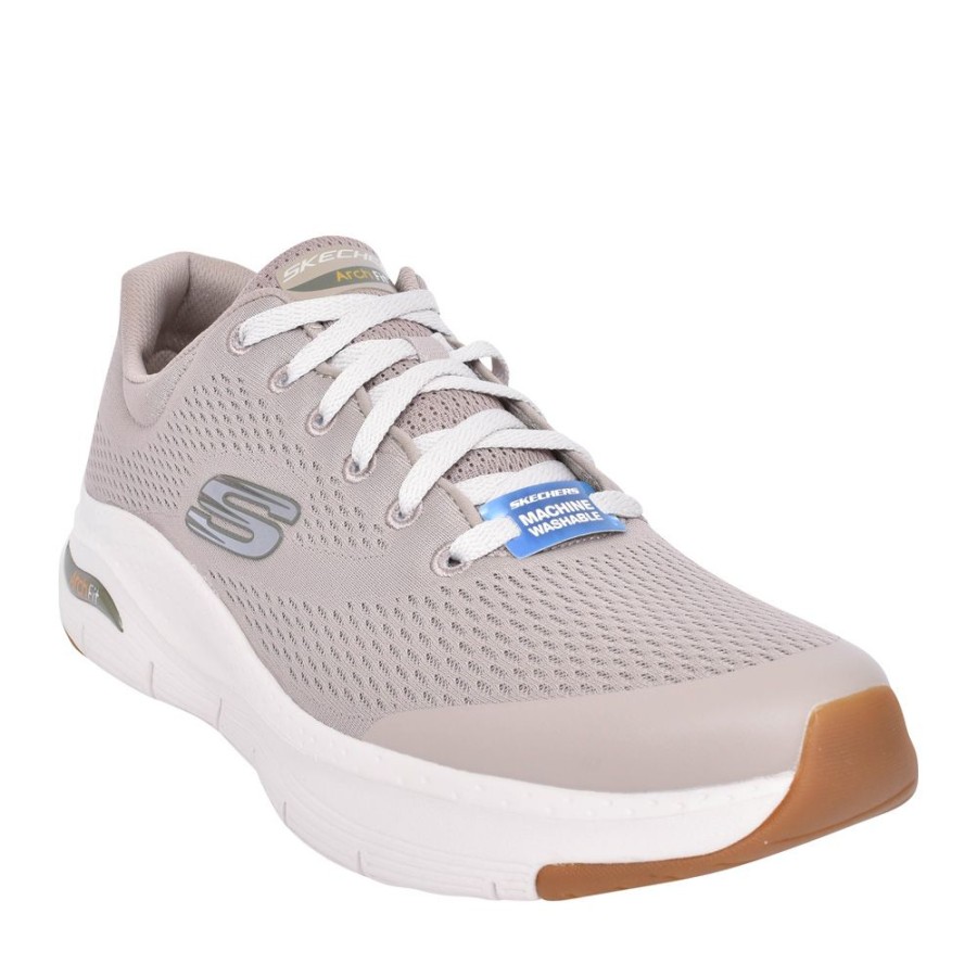 Mens SKECHERS | Mens 232040 Arch Fit Laced Trainer In Taupe