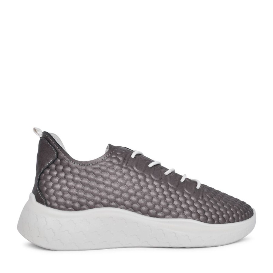 Ladies ECCO | Ladies 825253 Therap Laced Trainer In Silver