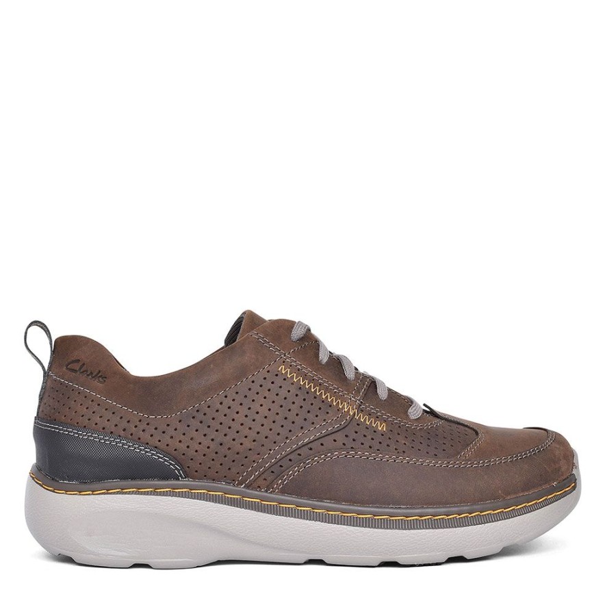 Mens CLARKS | Charton Mix Dark Brown Leather G Fit Shoe In Dark Brown