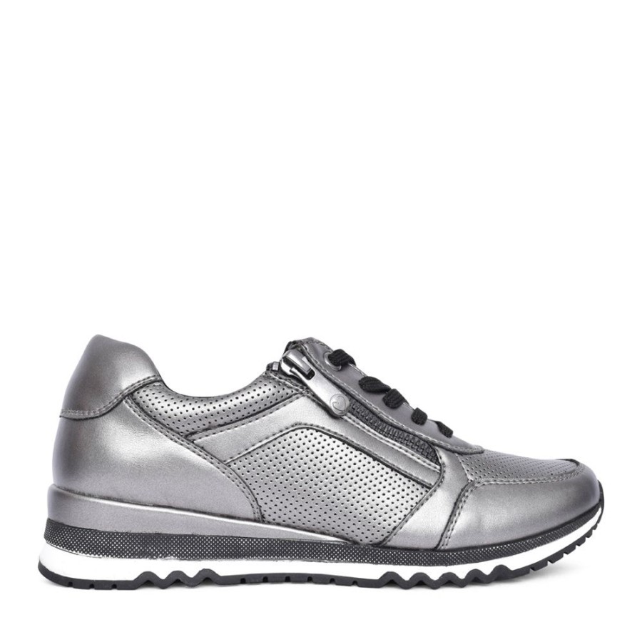 Ladies MARCO TOZZI | Ladies 2-3782 Laced Trainer In Metallic