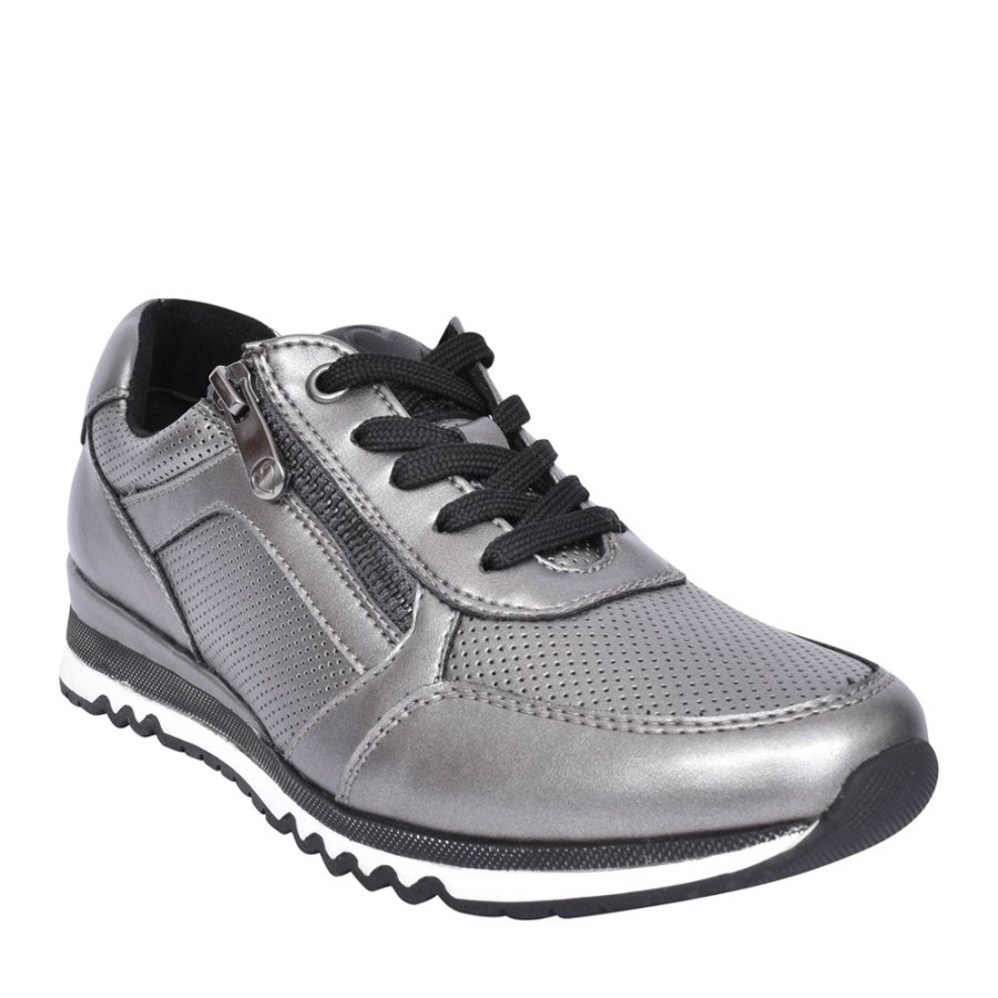 Ladies MARCO TOZZI | Ladies 2-3782 Laced Trainer In Metallic