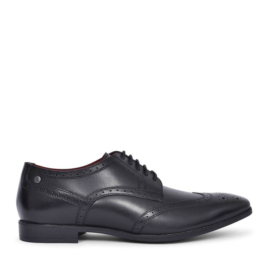 Mens BASE LONDON | Crown Laced Brogue Shoe For Men In Black