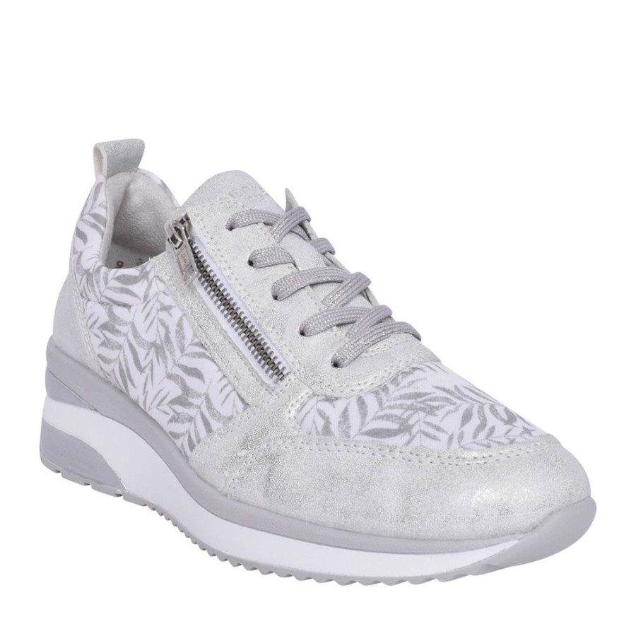 Ladies REMONTE | Ladies D2401 Laced Wedge Trainer In Silver