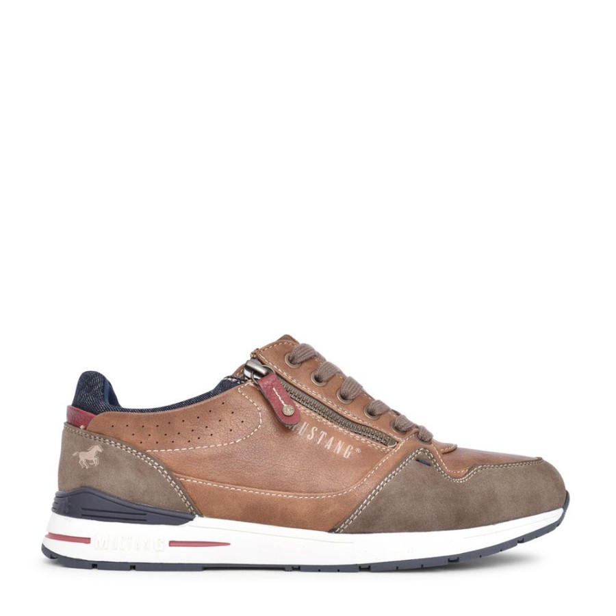 Mens MUSTANG | Mens 4154313 Laced Trainer In Brown