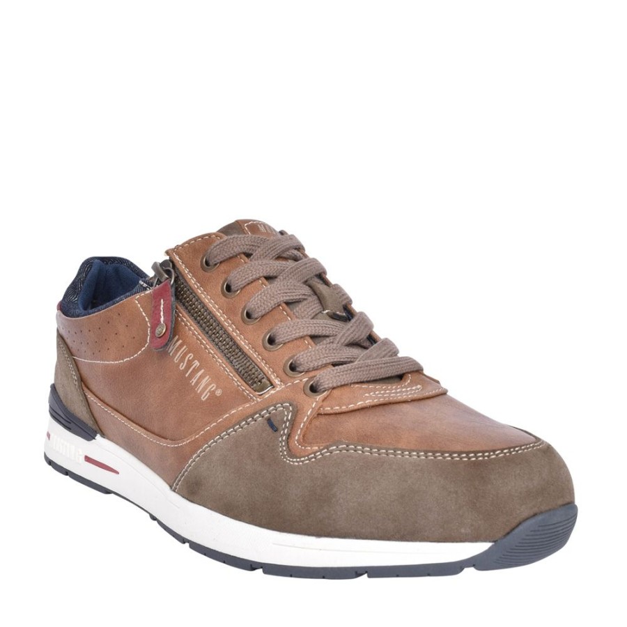 Mens MUSTANG | Mens 4154313 Laced Trainer In Brown