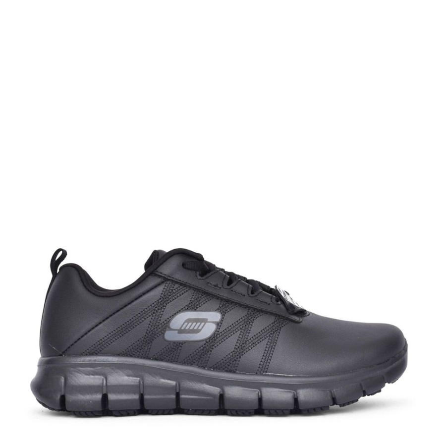 Ladies SKECHERS | Ladies 76576Ec Sure Track Laced Trainer In Black