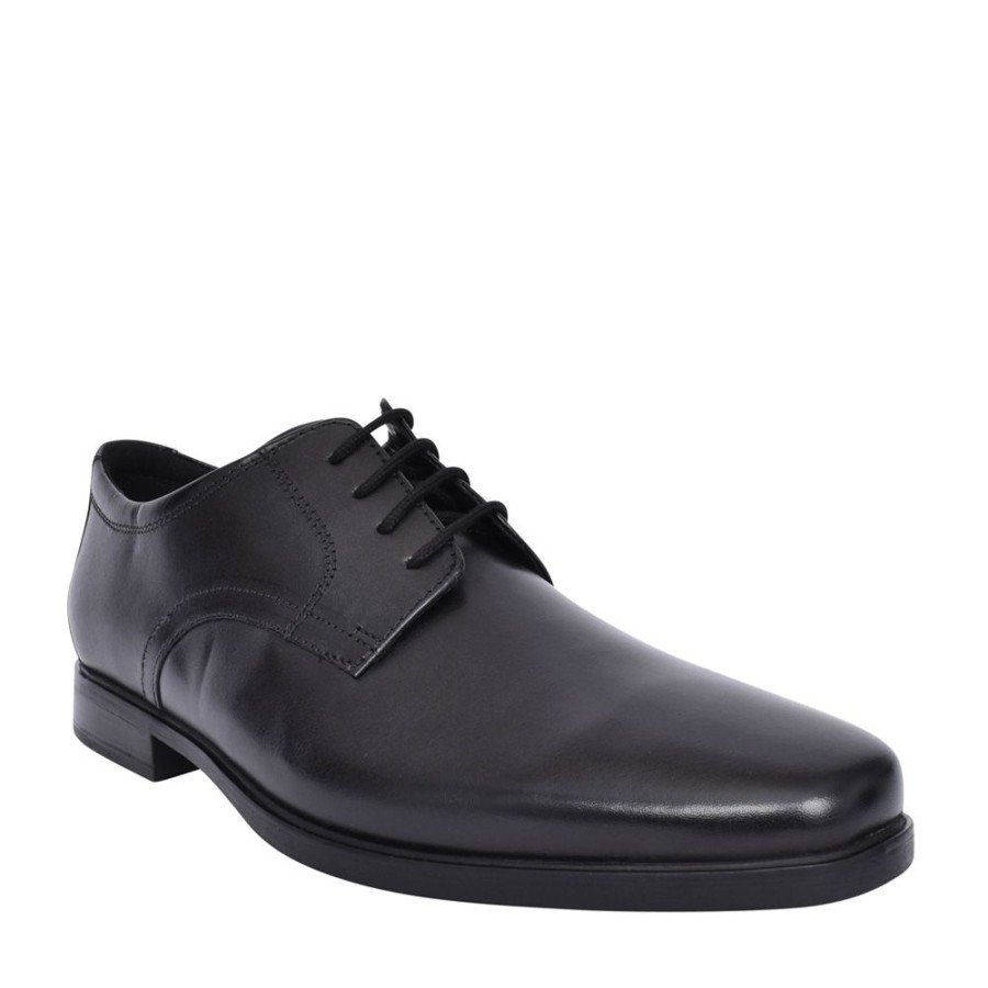 Mens CLARKS | Mens Howard Walk H-Fit Shoe In Blk Leather