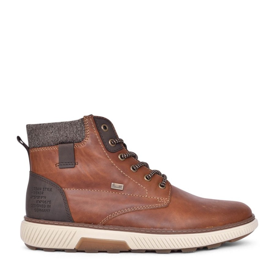 Mens RIEKER | Mens B3343 Tex Laced Ankle Boot In Tan