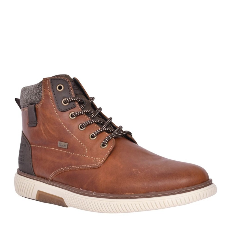 Mens RIEKER | Mens B3343 Tex Laced Ankle Boot In Tan