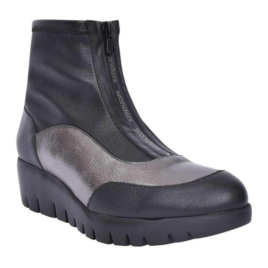 Ladies WONDERS | Ladies C-33302 Wedge Ankle Boot In Black