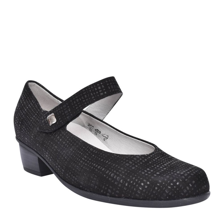 Ladies WALDLAUFER | Ladies Haifi 967303 Velcro Shoe In Black