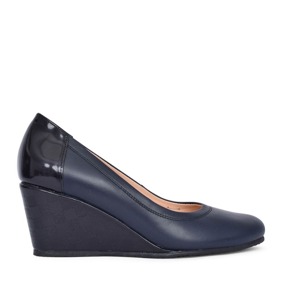 Ladies BIOECO | Ladies 5899 Wedge Court Shoe In Navy