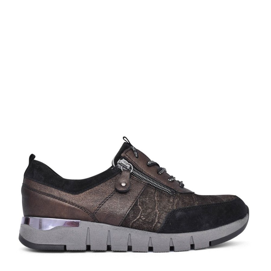 Ladies WALDLAUFER | Ladies 9080009 H-Petra Laced Trainer In Black