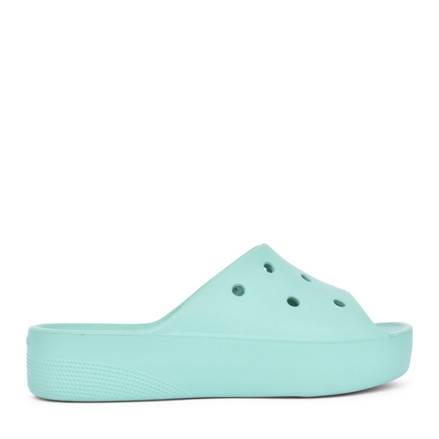 Ladies CROCS | Ladies 208180 Classic Platform Slide In Jade