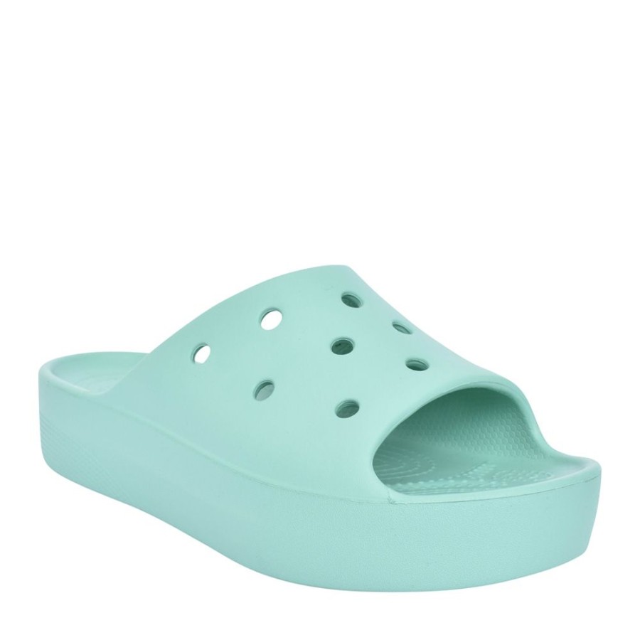 Ladies CROCS | Ladies 208180 Classic Platform Slide In Jade