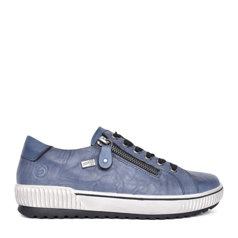 Ladies REMONTE | Ladies D0700 Tex Laced Trainer In Blue