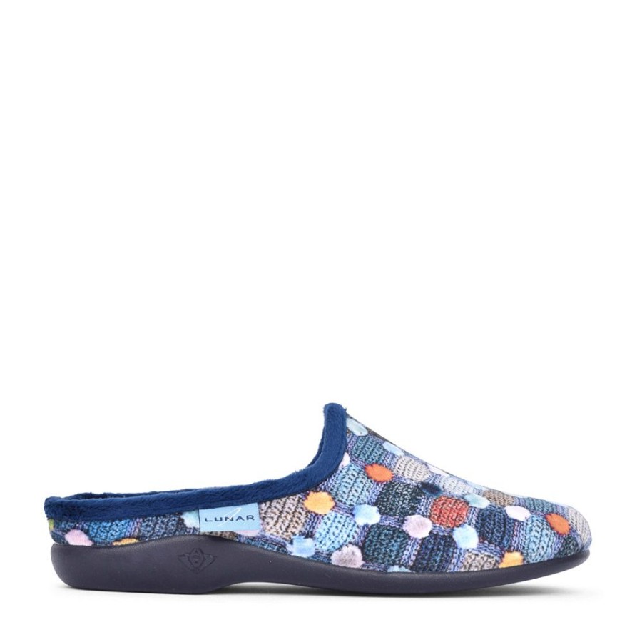 Ladies LUNAR | Ladies Crackle Kla096 Mule Slipper In Blue