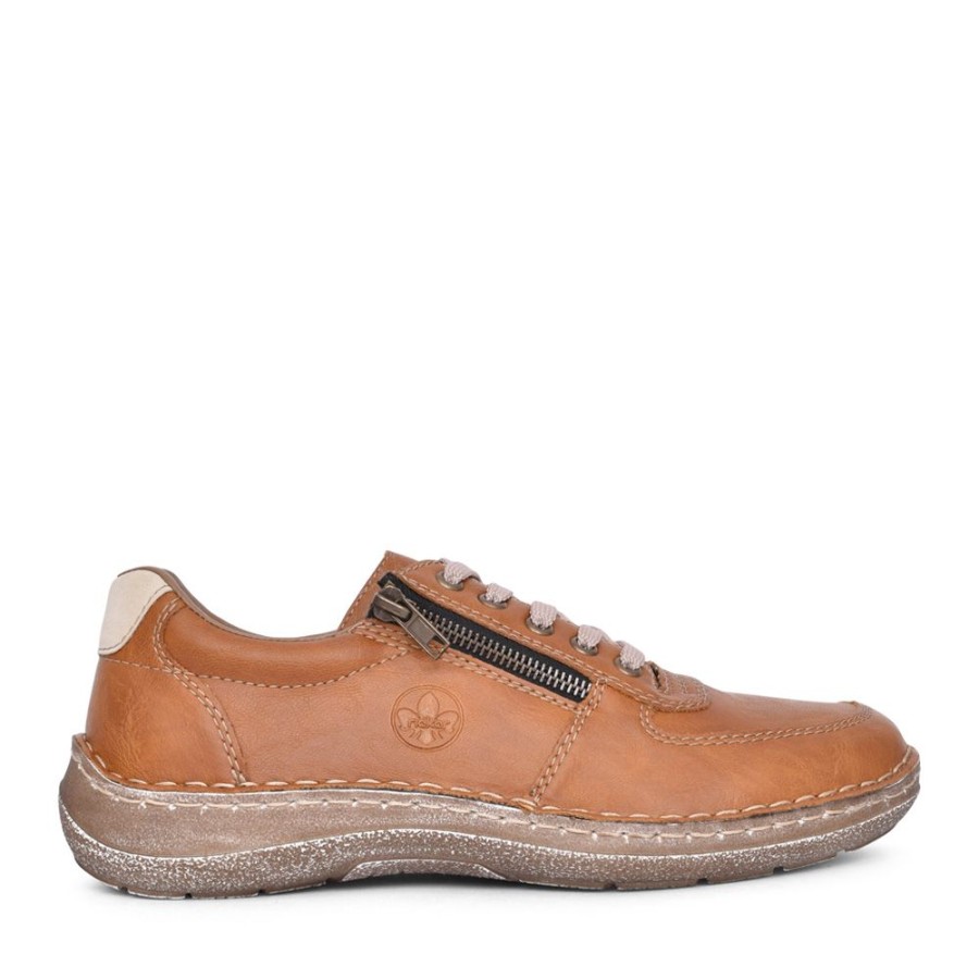 Mens RIEKER | Mens 03030Laced Shoe In Tan