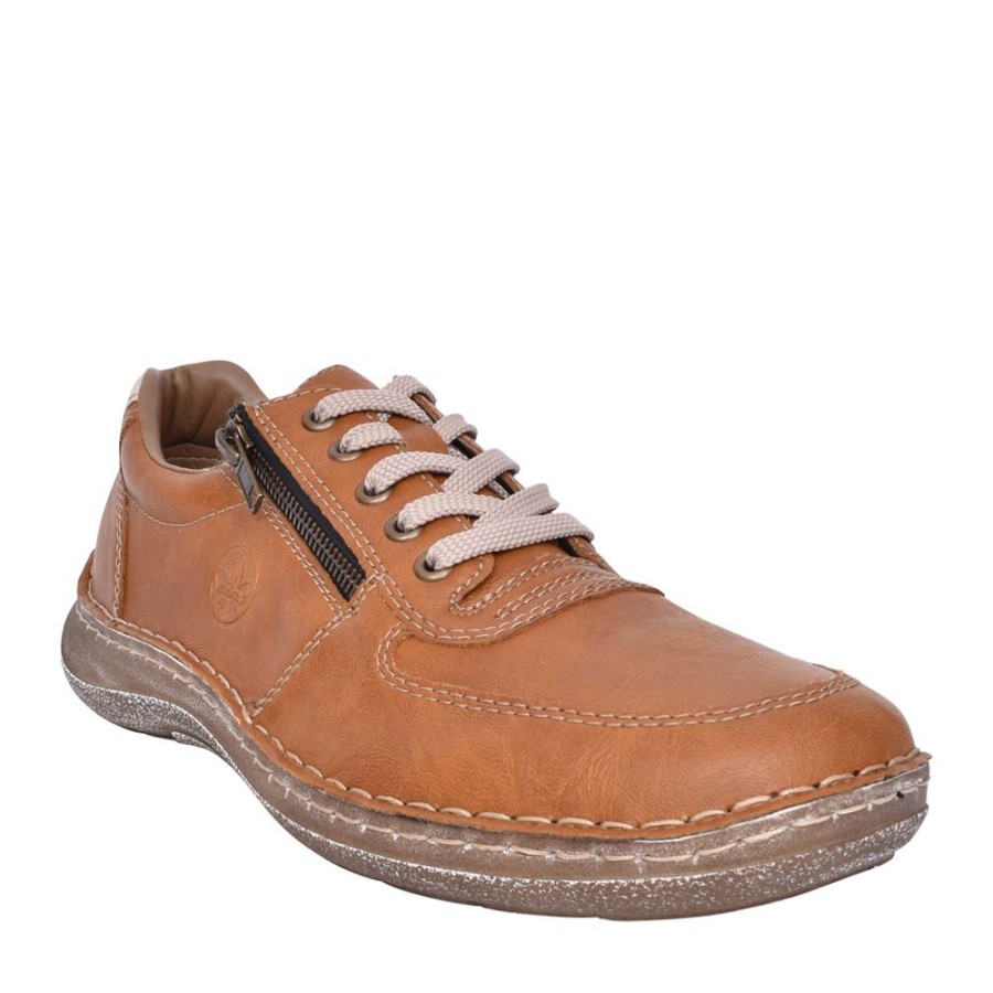 Mens RIEKER | Mens 03030Laced Shoe In Tan