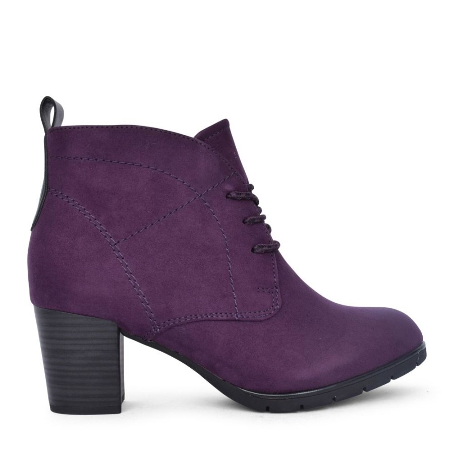 Ladies MARCO TOZZI | Ladies 2-25107 Medium Heel Laced Ankle Boot In Plum