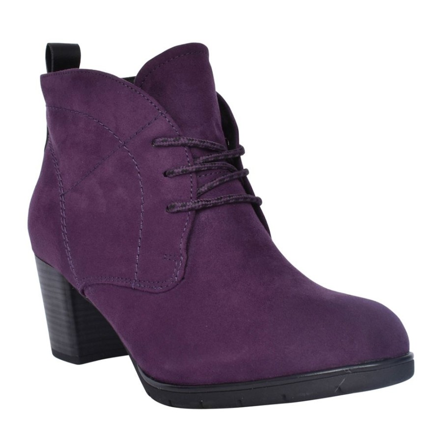 Ladies MARCO TOZZI | Ladies 2-25107 Medium Heel Laced Ankle Boot In Plum