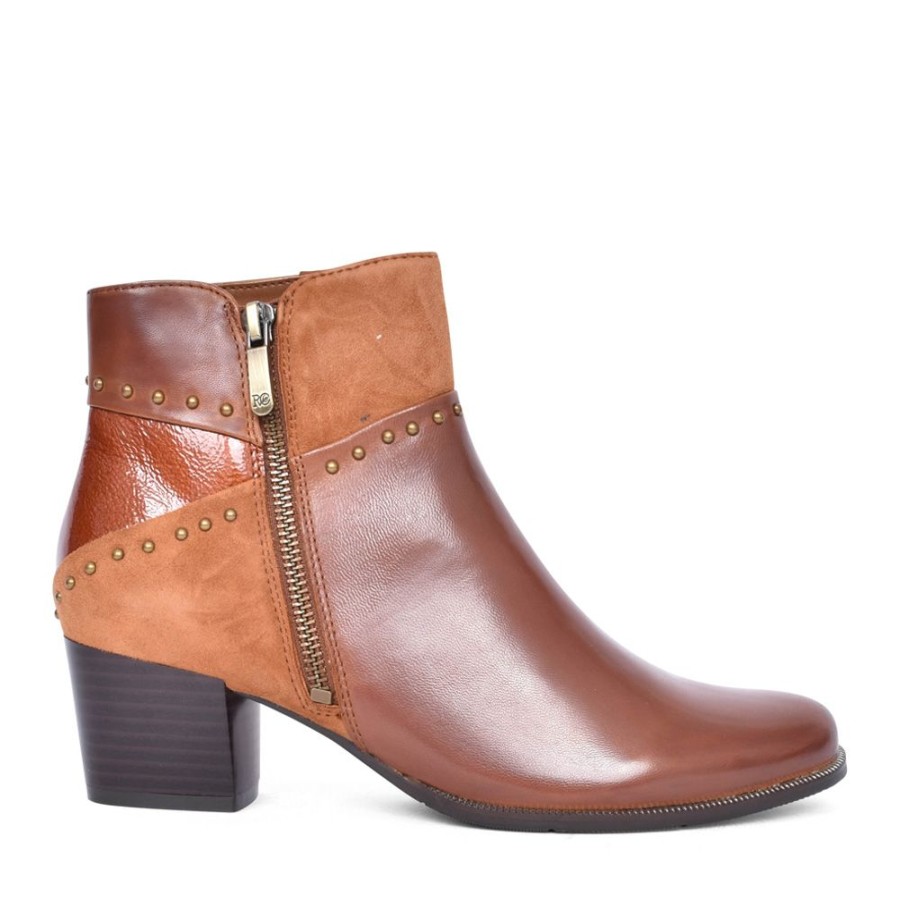 Ladies REGARDE LE CIEL | Ladies Isabel-119 Block Heel Ankle Boot In Brown