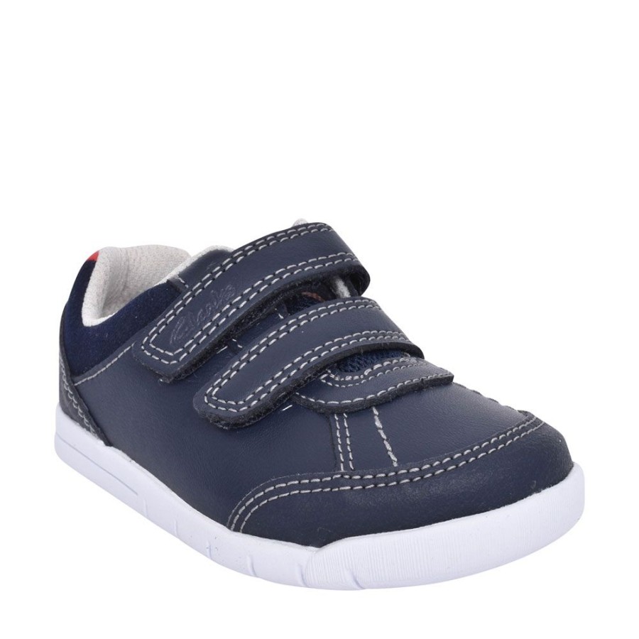 Boys CLARKS | Boys Toddler Emery Sky Navy Leather Shoe In Kids G Fit