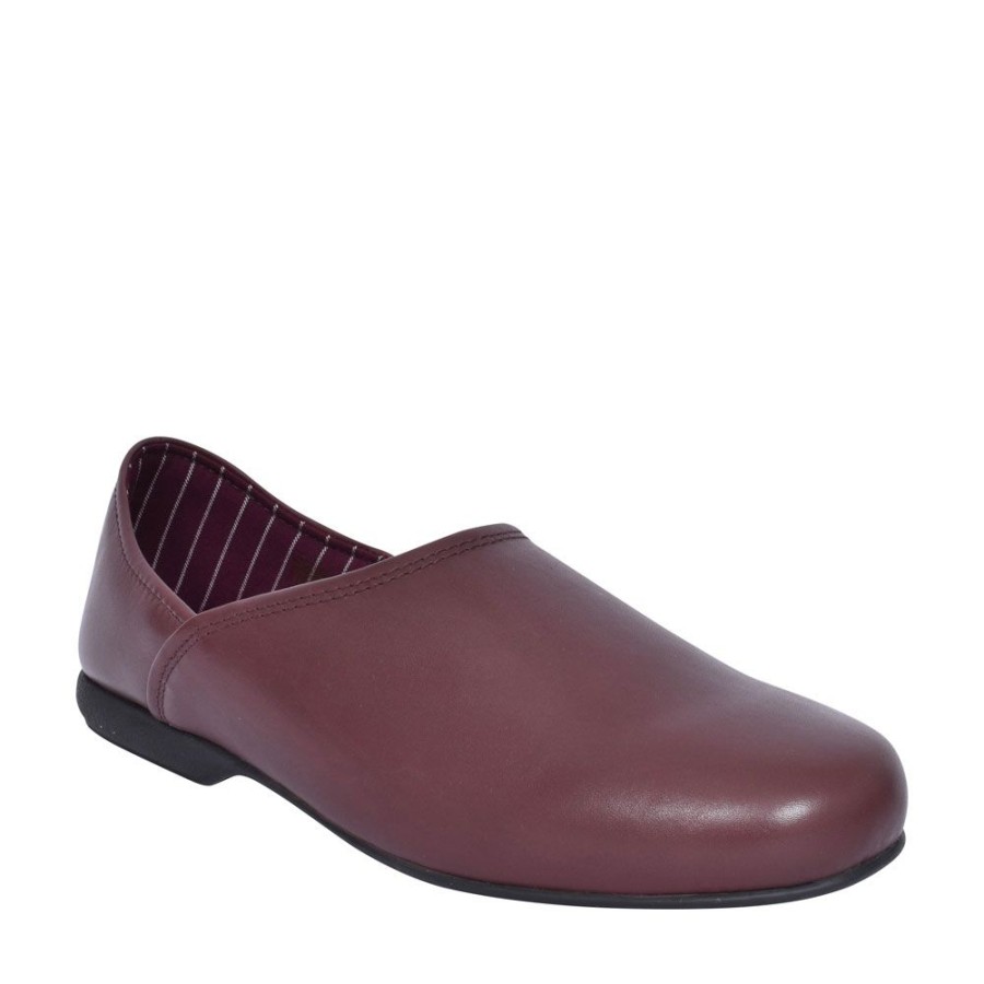 Mens CLARKS | Harston Elite Leather G Fit Slipper For Men In Burgandy