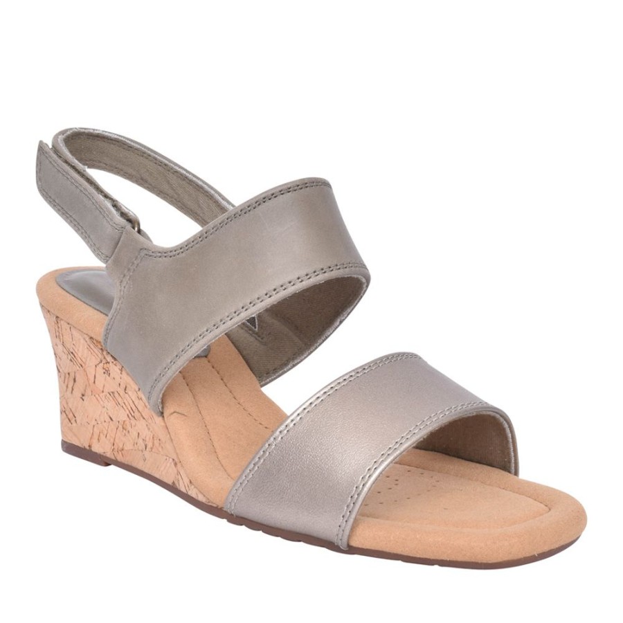 Ladies CLARKS | Ladies Kyarra Faye Leather E-Fit Sandal In Olive